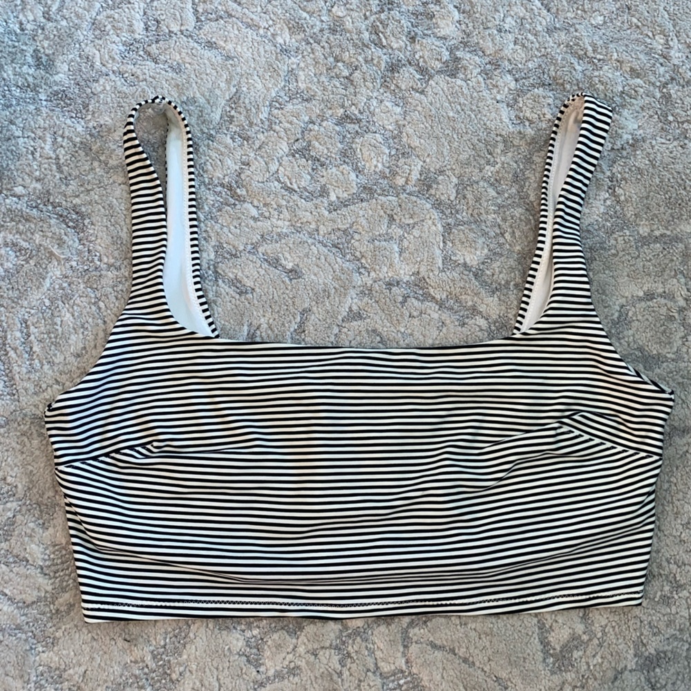 Aerie bikini top black and white stripes